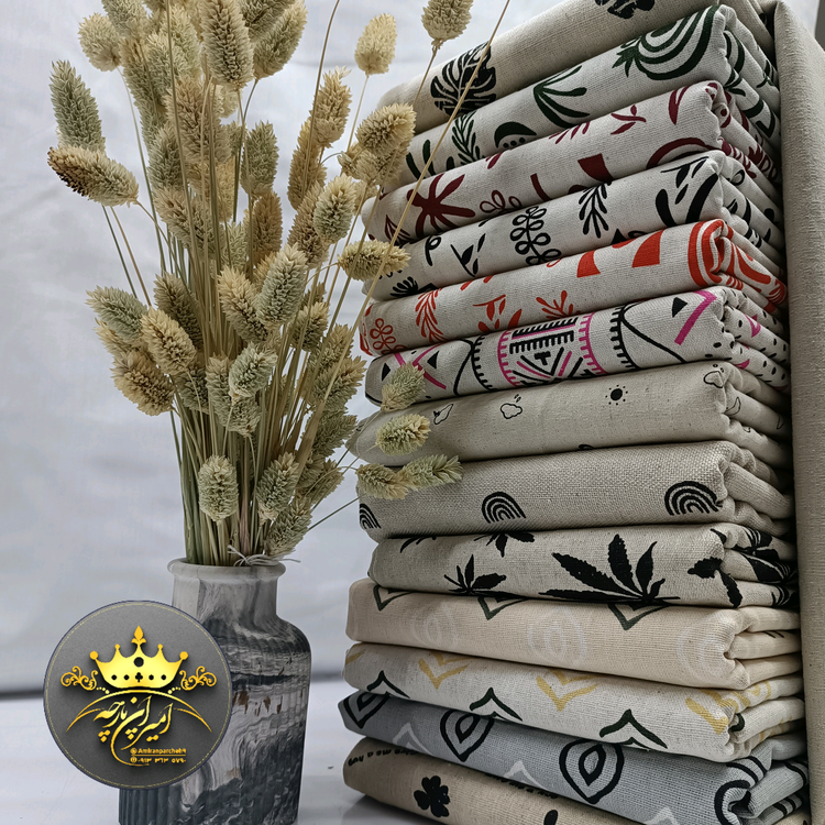 پارچه لنین نچرال طرحدار عرض ۱۵۰