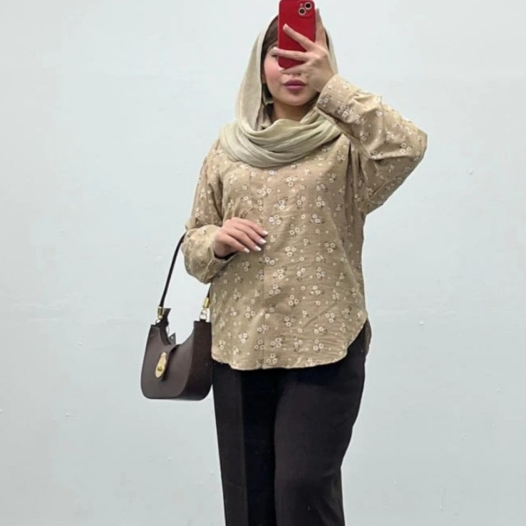 پارچه شانتون گل گچی عرض 150